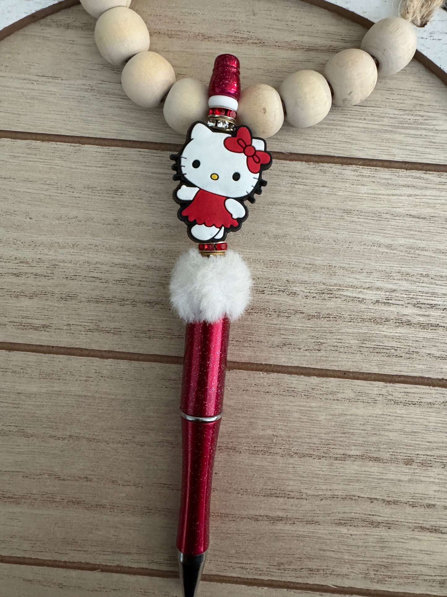 Glitter Red HK Beaded pen