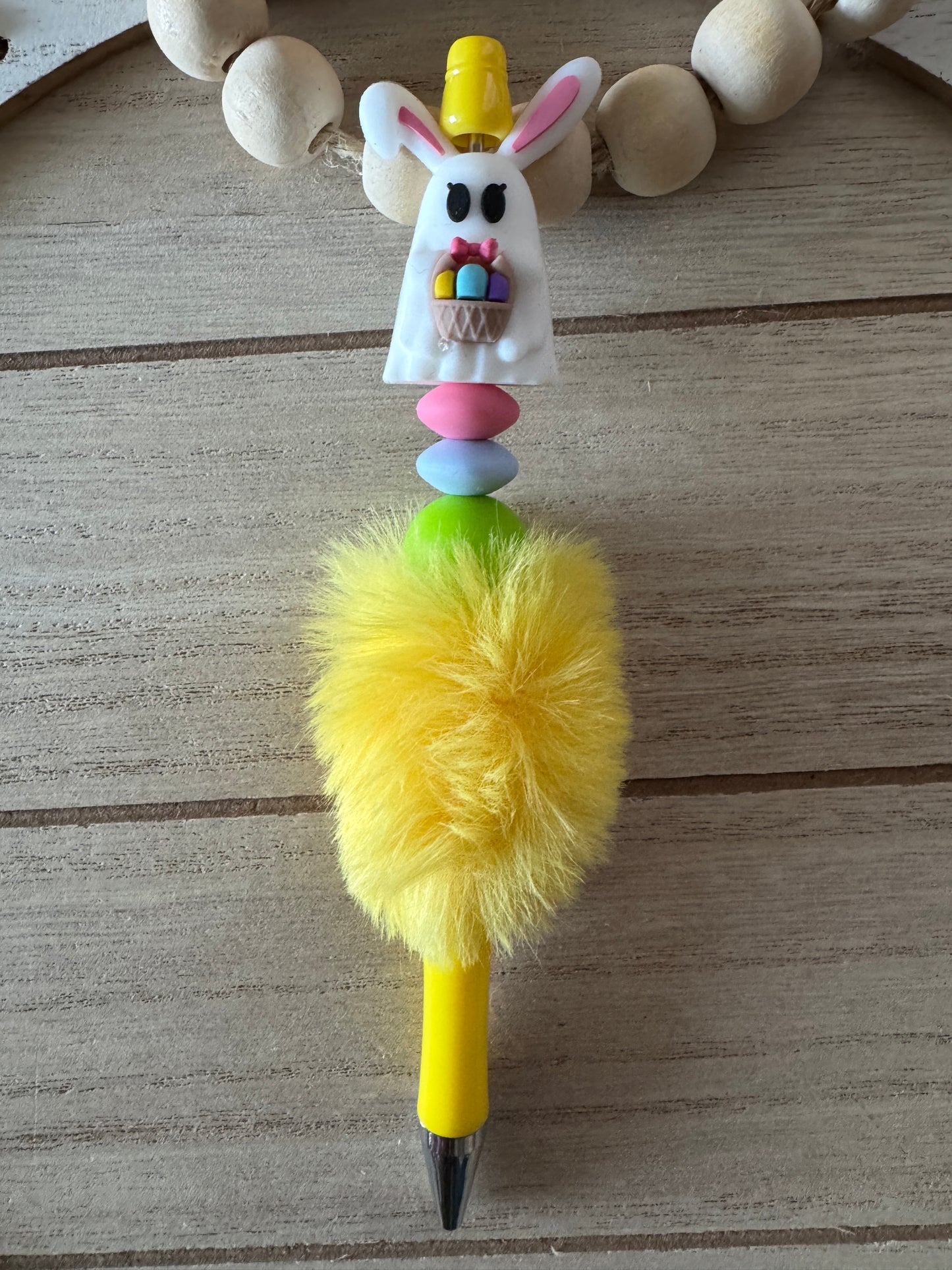Ghost Easter Bunny Beaded Pen