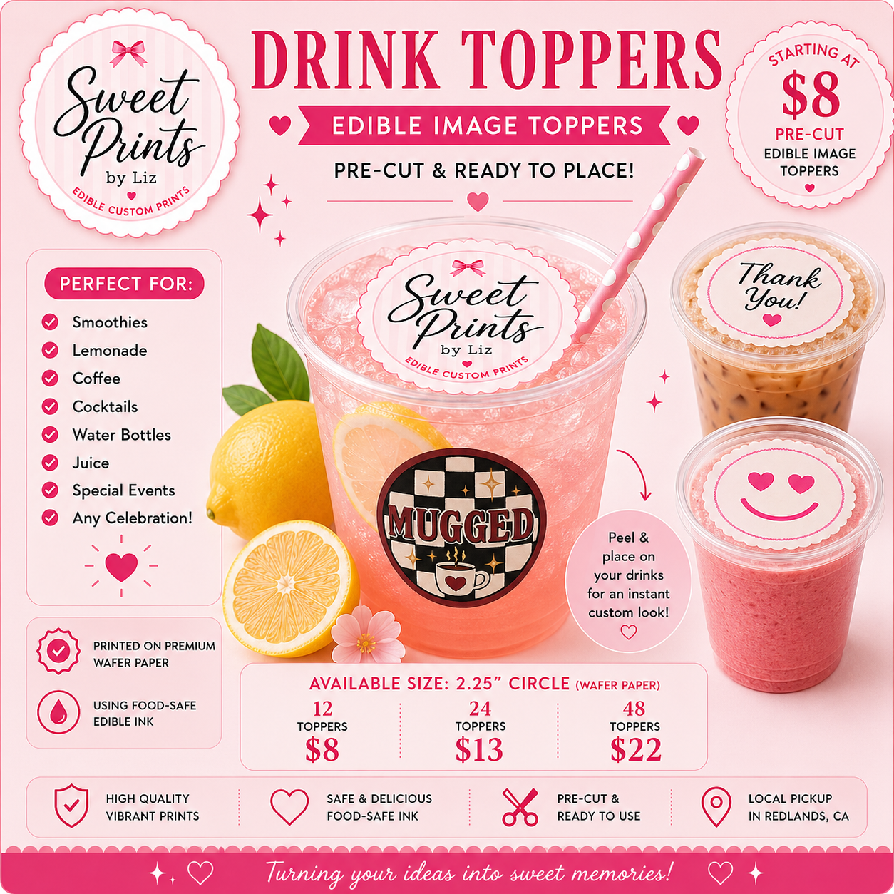 Custom Edible Drink Toppers