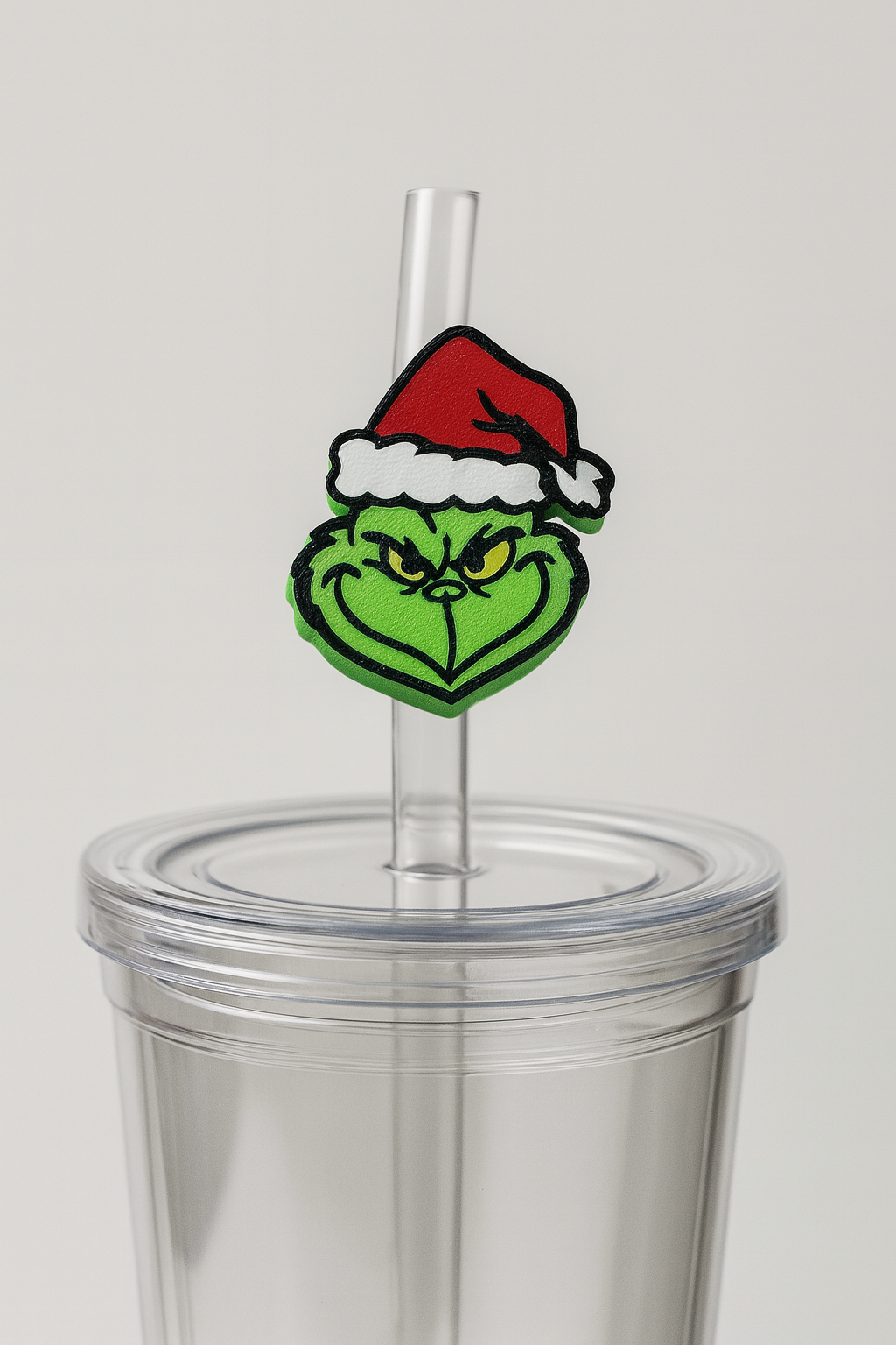 Grinch Christmas Straw Topper – 3D Printed Holiday Cup Accessory