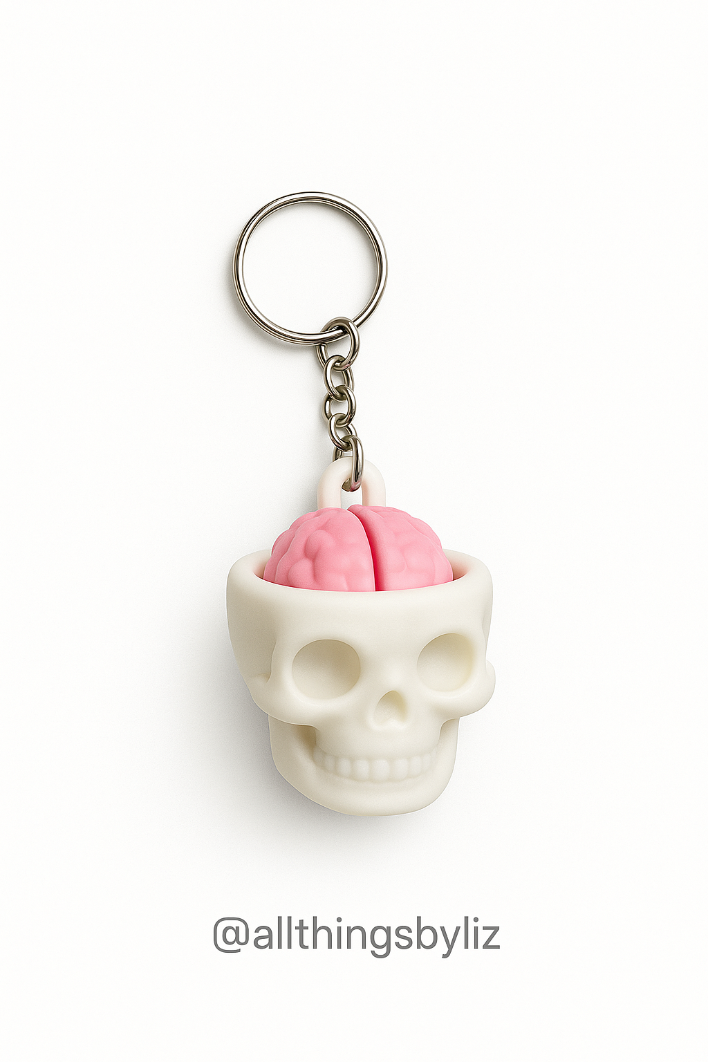 Skull Brain Popper Fidget Toy | Cute Clicking Keychain