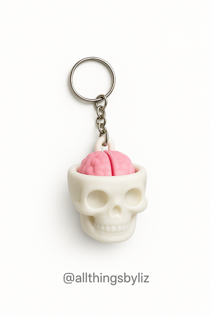 Skull Brain Popper Fidget Toy | Cute Clicking Keychain