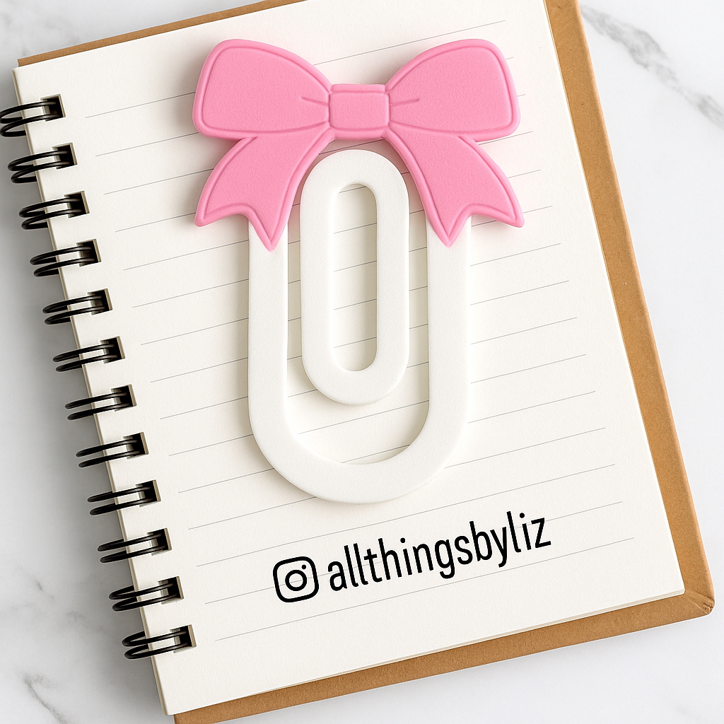 Chunky pink bow paperclip/bookmark