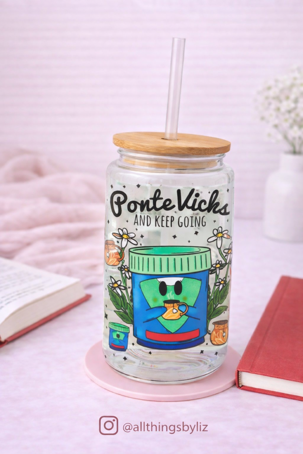 Ponte Vicks and Keep Going Glass Can Cup | Funny Mexican Glass Tumbler