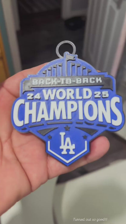 LA Dodgers Ornament | Back-to-Back Champions 2024 2025 | 3D Printed Christmas Ornament | Baseball Fan Gift | Sports Decor